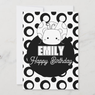 Cute Ladybug Colouring Birthday Party Holiday Card