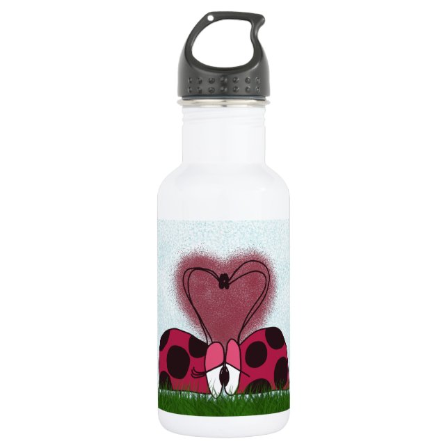 Cute Ladybug Couple  532 Ml Water Bottle (Front)