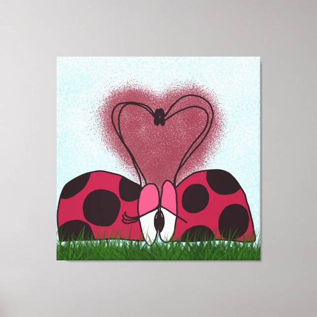 Cute Ladybug Couple  Canvas Print (Front)