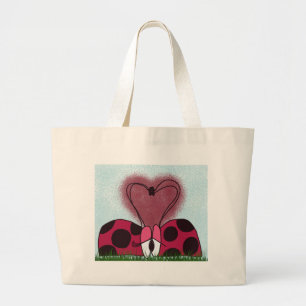 Cute Ladybug Couple  Large Tote Bag