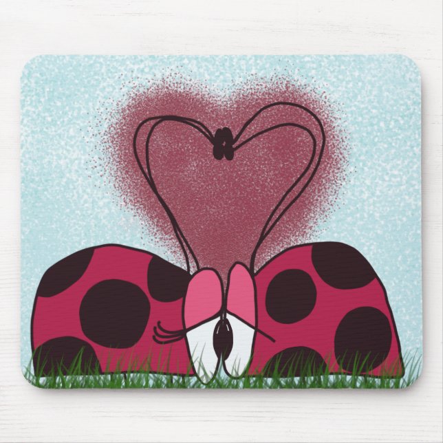 Cute Ladybug Couple  Mouse Mat (Front)