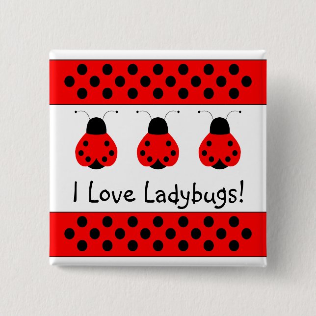 Cute Ladybug Customisable Button (Front)
