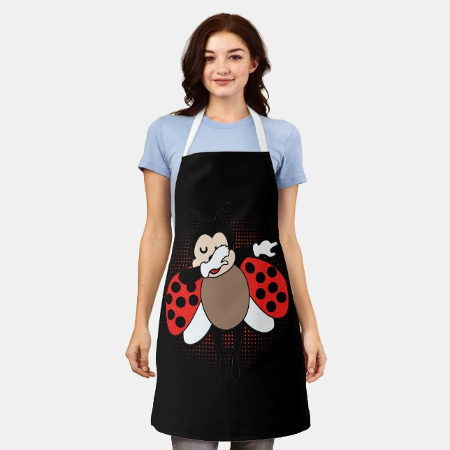 Cute Ladybug Dabbing Apron (Worn)