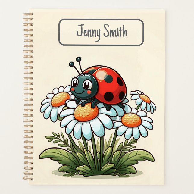 Cute Ladybug Daisies Planner (Front)