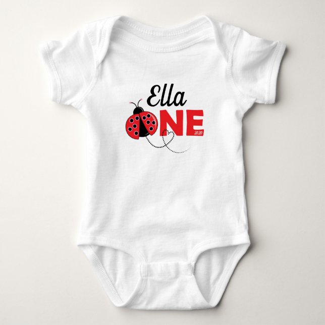 Cute ladybug design bodysuit for one year birthday (Front)