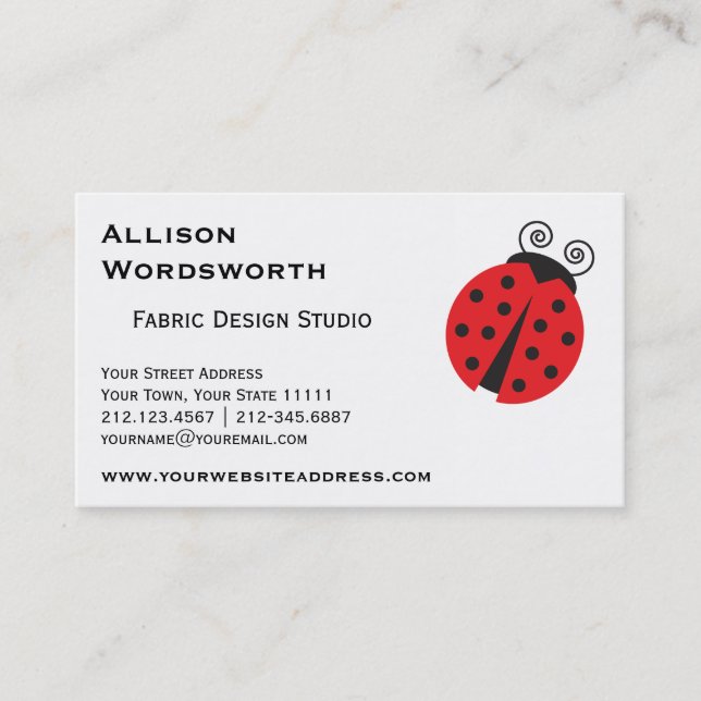 Cute Ladybug Drawing Business Card (Front)