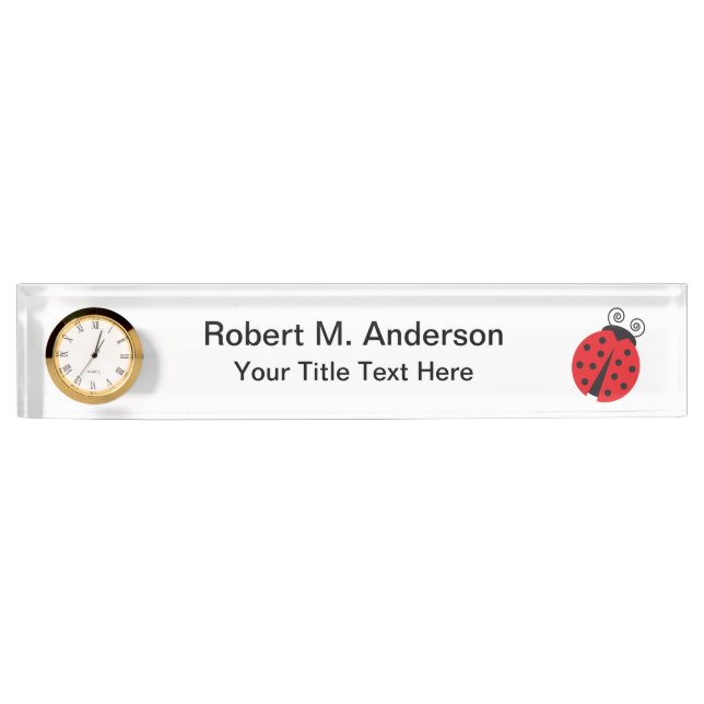 Cute Ladybug Drawing Nameplate (Front)