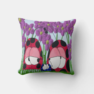 Cute Ladybug Family Illustration Cushion