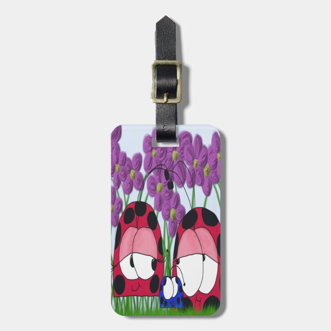 Cute Ladybug Family Illustration Luggage Tag (Front Vertical)