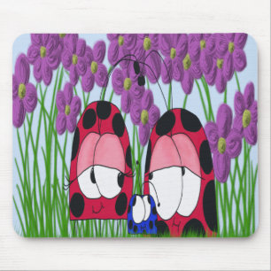 Cute Ladybug Family Illustration Mouse Mat