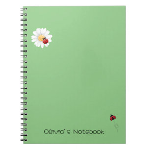 Cute Ladybug Flower gradient Personalised name Notebook
