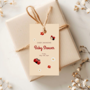 Cute Ladybug Flowers Baby Shower Gift Tags