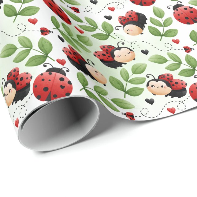 Cute Ladybug Gift Wrapping Paper (Roll Corner)