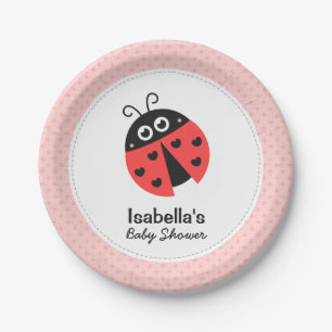 Cute Ladybug Girl Baby Shower Party Supplies Paper Plate
