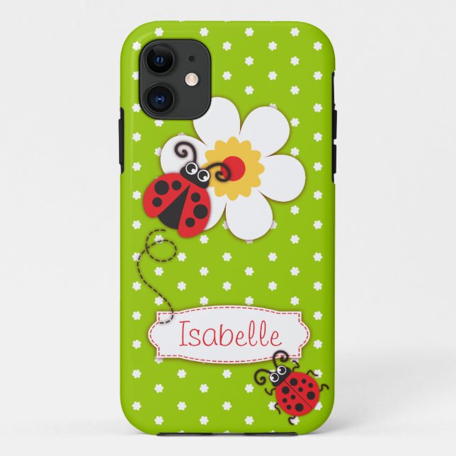 Cute ladybug girls name green red iphone 5 case (Back)
