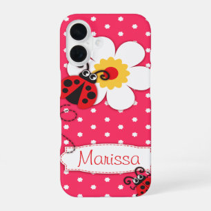 Cute ladybug girls name red pink iphone case