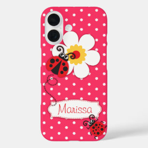 Cute ladybug girls name red pink iphone case