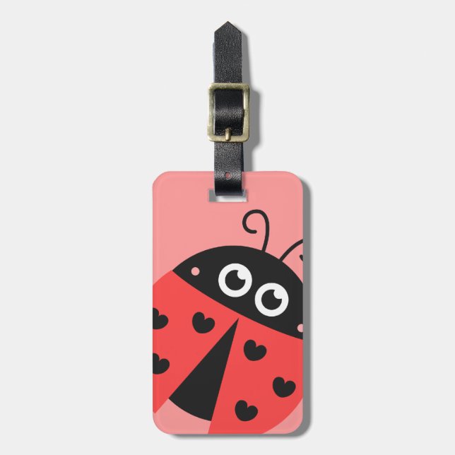 Cute Ladybug Girls Personalised Luggage Tag (Front Vertical)