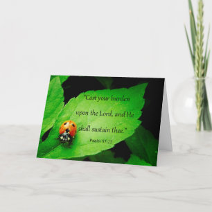 Cute Ladybug "God Cares for You" Scripture Card