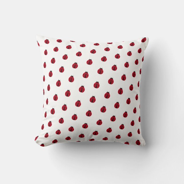 cute ladybug graphic pattern throw pillow (Front)