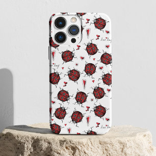 Cute Ladybug Hearts Lovebug Handdrawn Illustration iPhone 11 Case