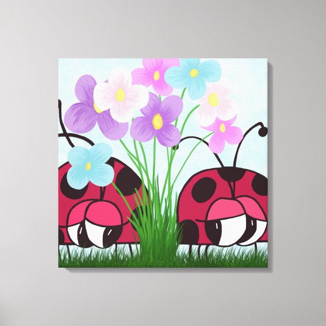 Cute Ladybug Illustration Canvas Print (Front)