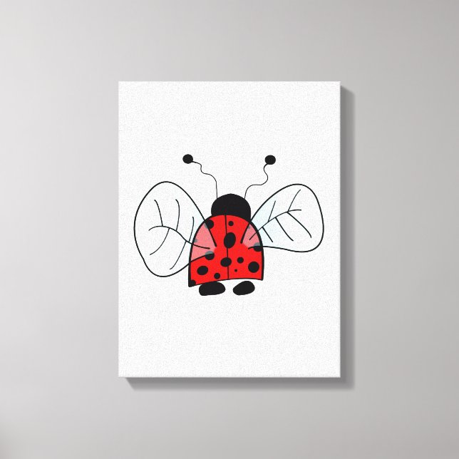 Cute Ladybug Illustration Canvas Print (Front)