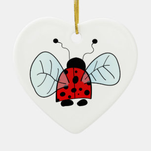 Cute Ladybug Illustration Ceramic Tree Decoration