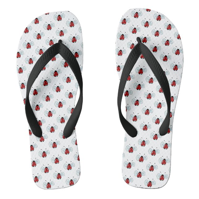 Cute Ladybug Illustration Flip Flops (Footbed)