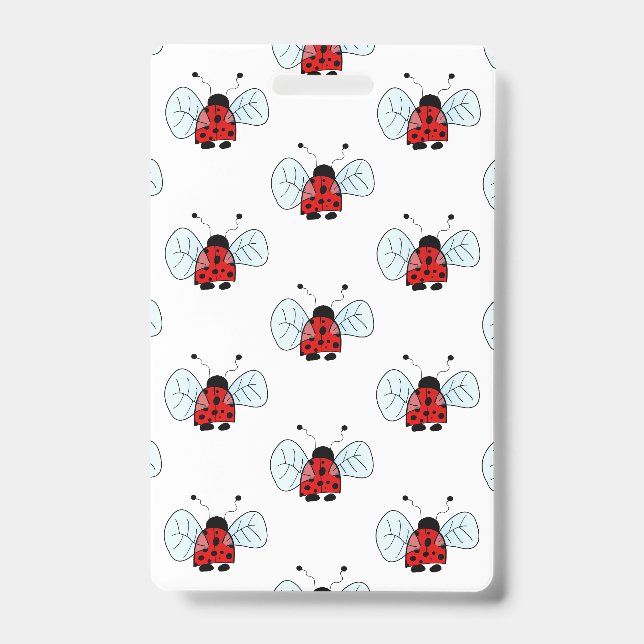 Cute Ladybug Illustration ID Badge (Front)