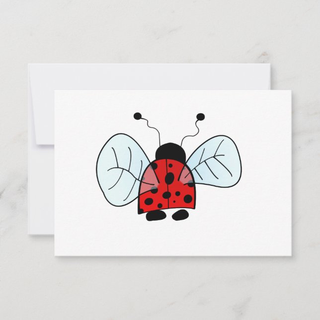 Cute Ladybug Illustration Invitation (Front)