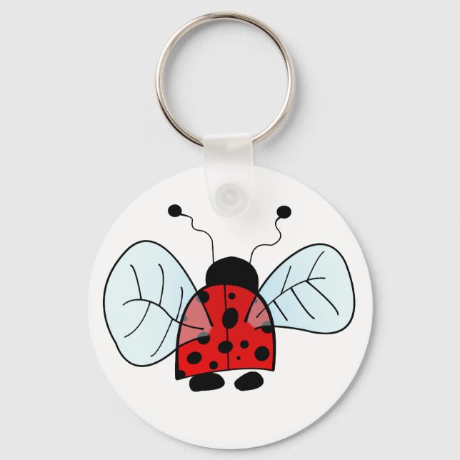 Cute Ladybug Illustration Key Ring (Front)