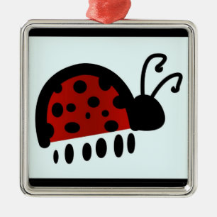 Cute Ladybug Illustration Metal Tree Decoration