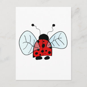 Cute Ladybug Illustration Postcard
