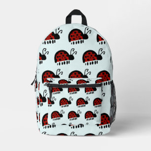 Cute Ladybug Illustration Printed Backpack