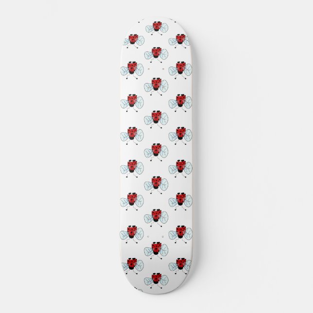 Cute Ladybug Illustration Skateboard (Front)