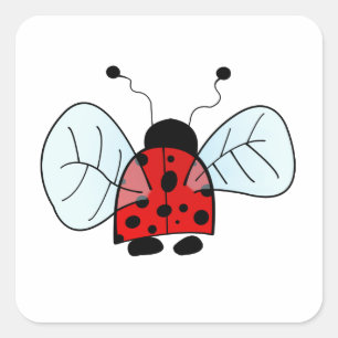 Cute Ladybug Illustration Square Sticker