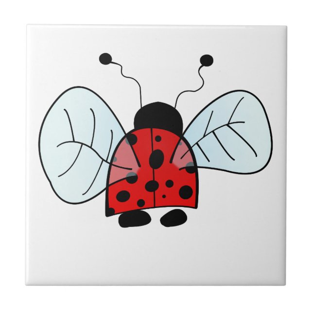 Cute Ladybug Illustration Tile (Front)