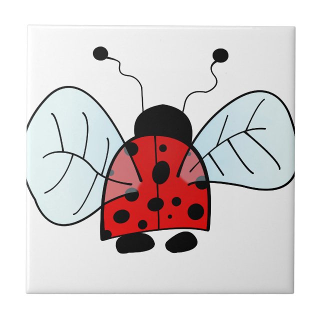 Cute Ladybug Illustration Tile (Front)
