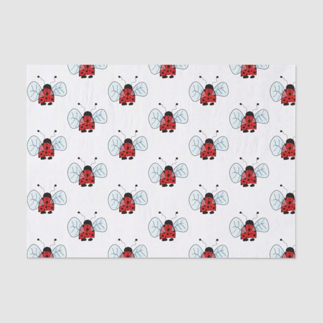 Cute Ladybug Illustration Tissue Paper (Front)