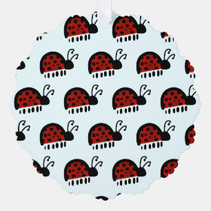 Cute Ladybug Illustration Tree Decoration Card