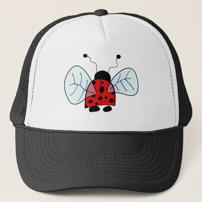 Cute Ladybug Illustration Trucker Hat (Front)