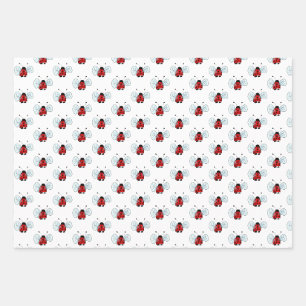 Cute Ladybug Illustration Wrapping Paper Sheet