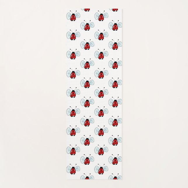 Cute Ladybug Illustration Yoga Mat (Front)