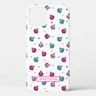 Cute Ladybug Ladybird Hearts Pattern Personalised Case-Mate iPhone Case
