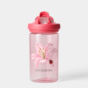 Cute ladybug lily flower school kids girly water bottle