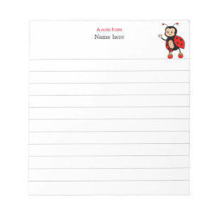 Cute Ladybug Lined Notepad