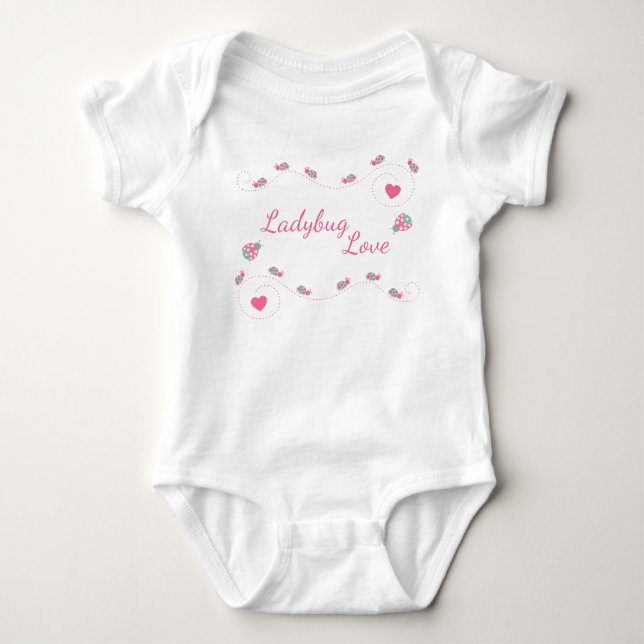 Cute Ladybug Love Baby Bodysuit (Front)