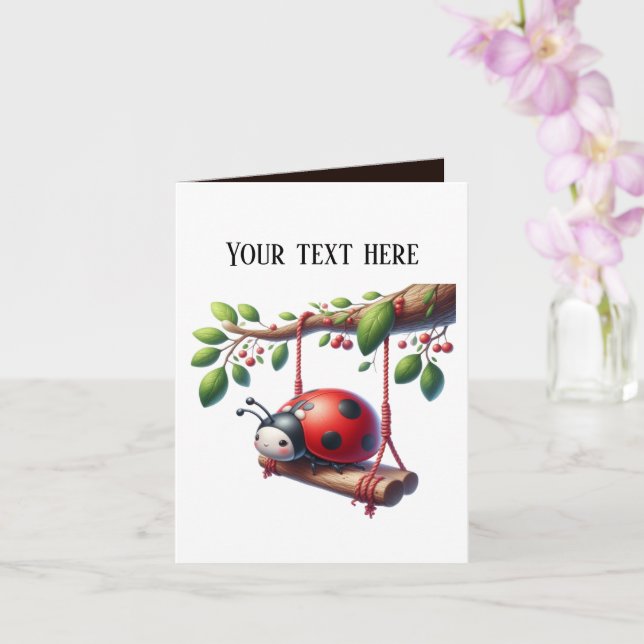Cute ladybug lovers add message  card (Orchid)