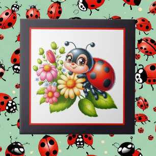 Cute ladybug lovers crafting tile